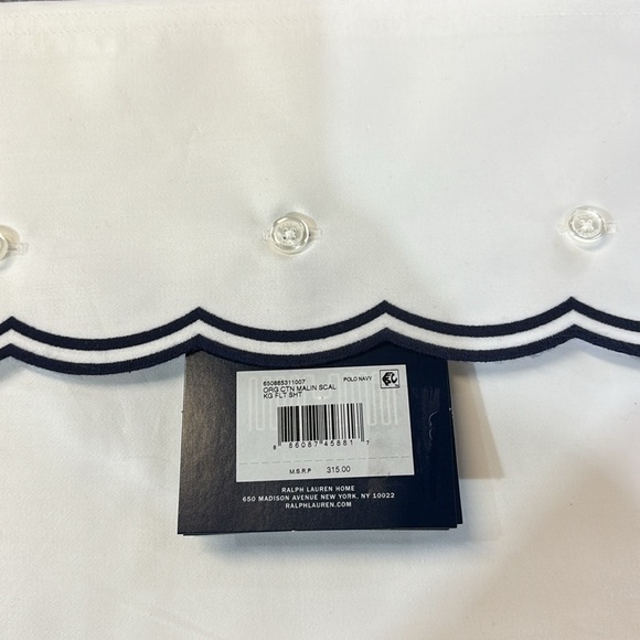 Ralph Lauren Home Malin Scallop Organic Cotton Sateen Flat Sheet, King - Picture 3 of 3